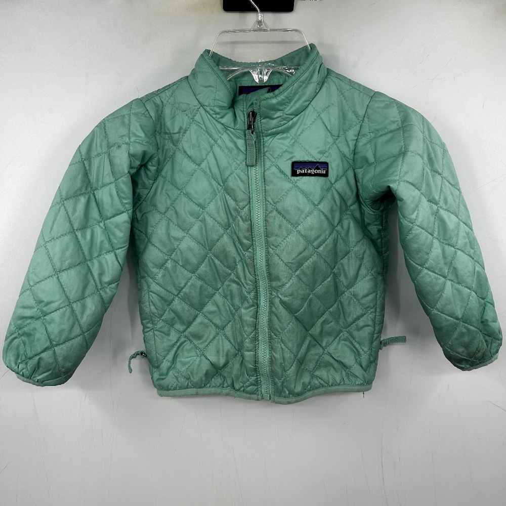 Patagonia Down Puffer Jacket Girl's Size 2T Turquoise Zip Up